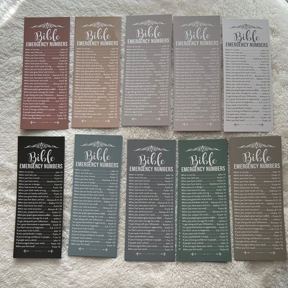Bible Emergency Numbers Bookmarks Set of 20 6” x 2.5” Invitation to Christ NWT
